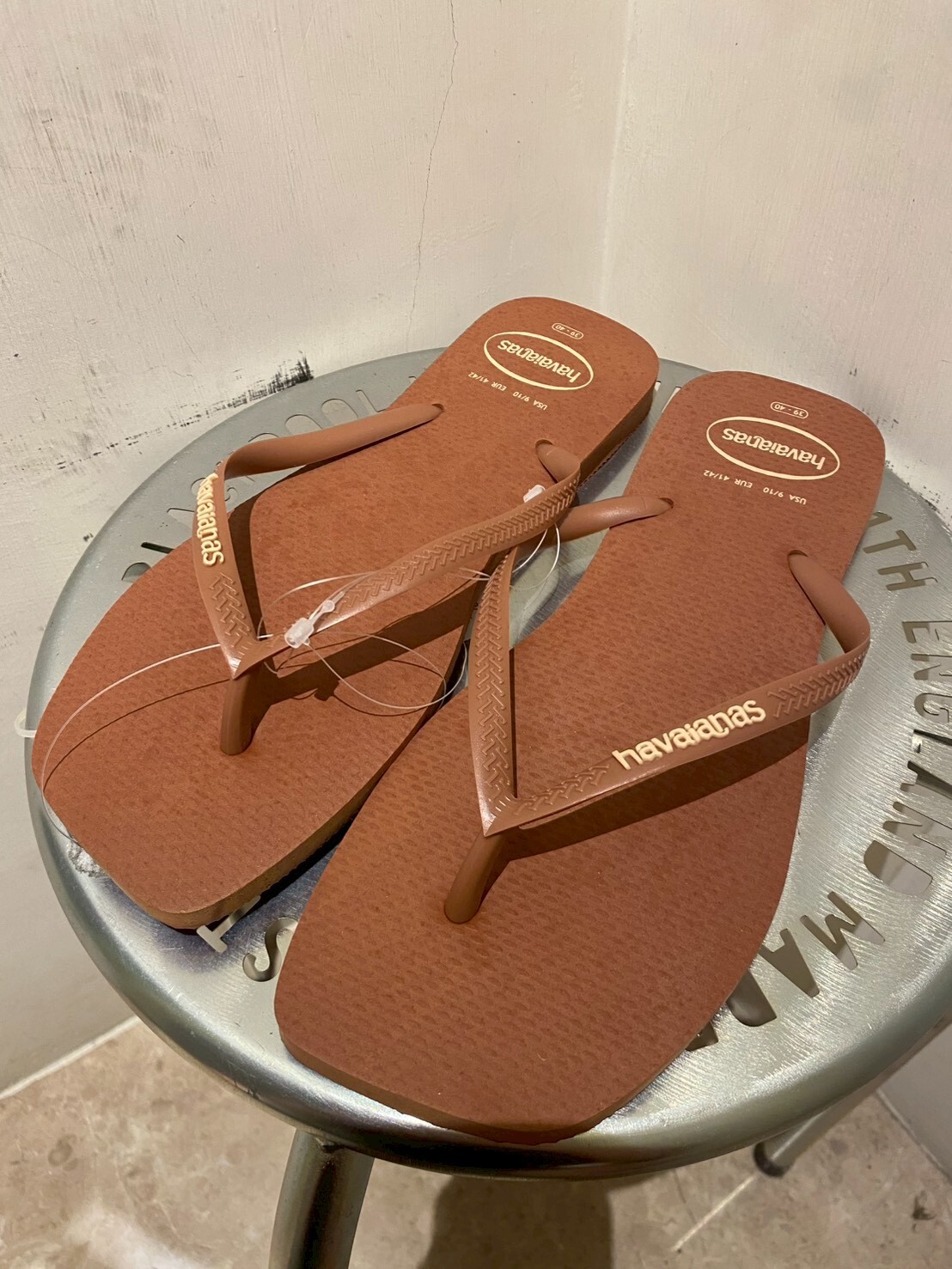 Havaianas 哈瓦仕 拖鞋 金屬logo 方形 鏽色 Slim Square 4148959-1976W