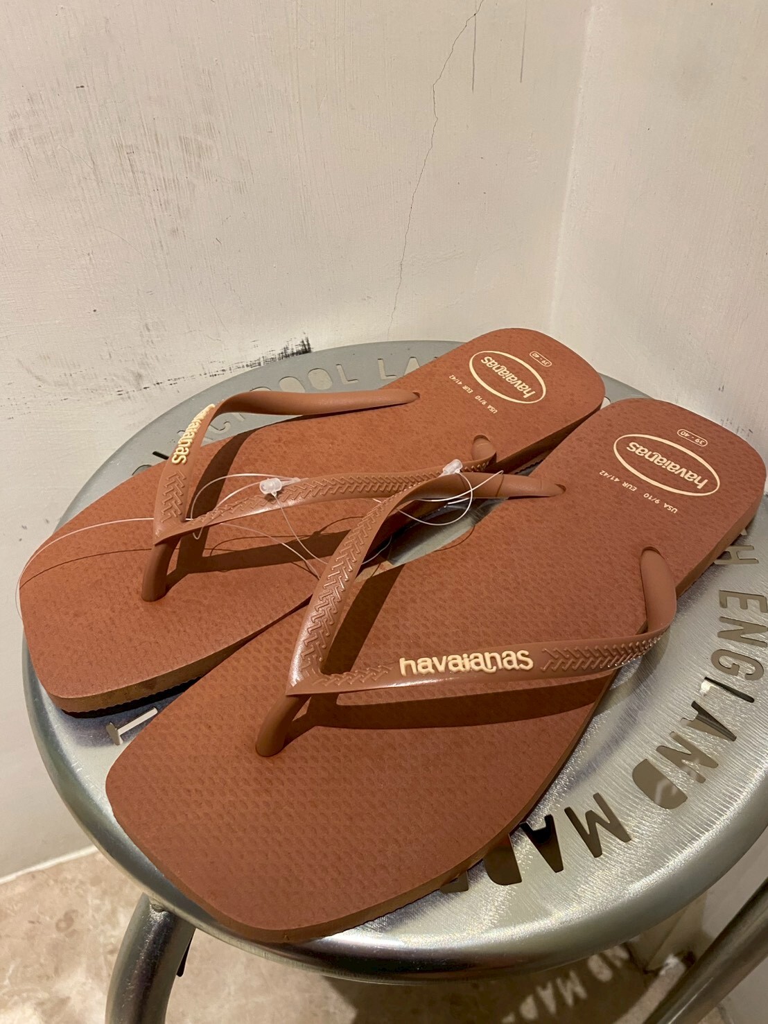 Havaianas 哈瓦仕 拖鞋 金屬logo 方形 鏽色 Slim Square 4148959-1976W