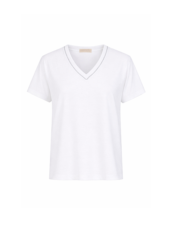 Purotatto 鑽飾V領上衣(白)