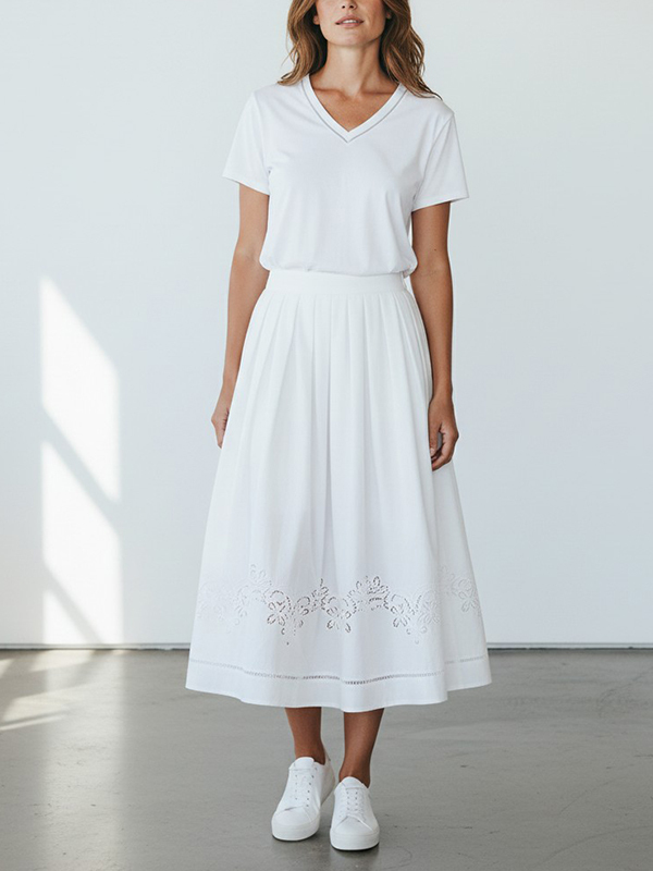 Purotatto 鑽飾V領上衣(白)