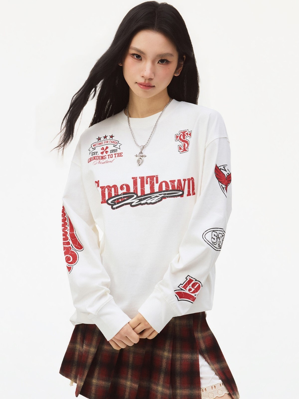 STK SmallTownKid 做舊龜裂字體 美式字母Logo 長袖T