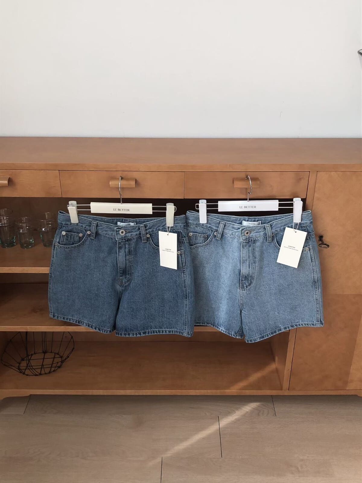 LB6009 刷色牛仔短褲