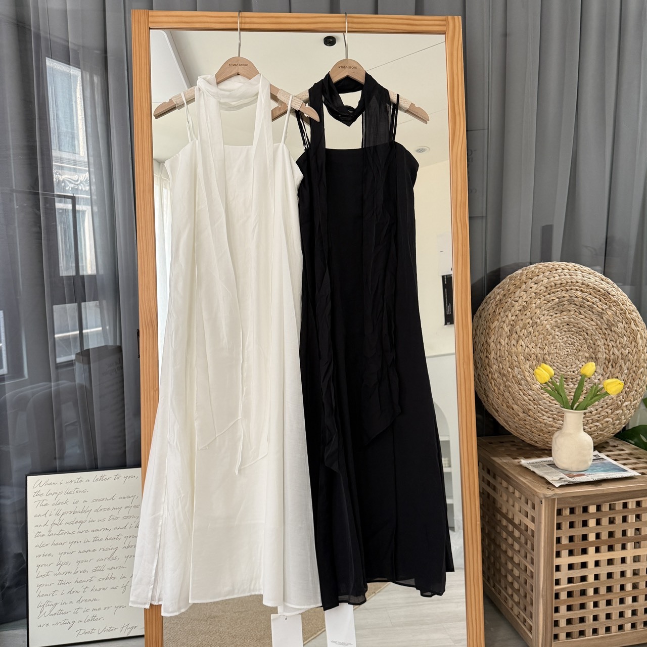 2715韓系綁帶繞脖素色長洋 （Ｒ）