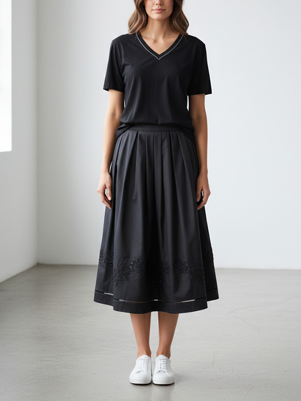 Purotatto 鑽飾V領上衣(黑)