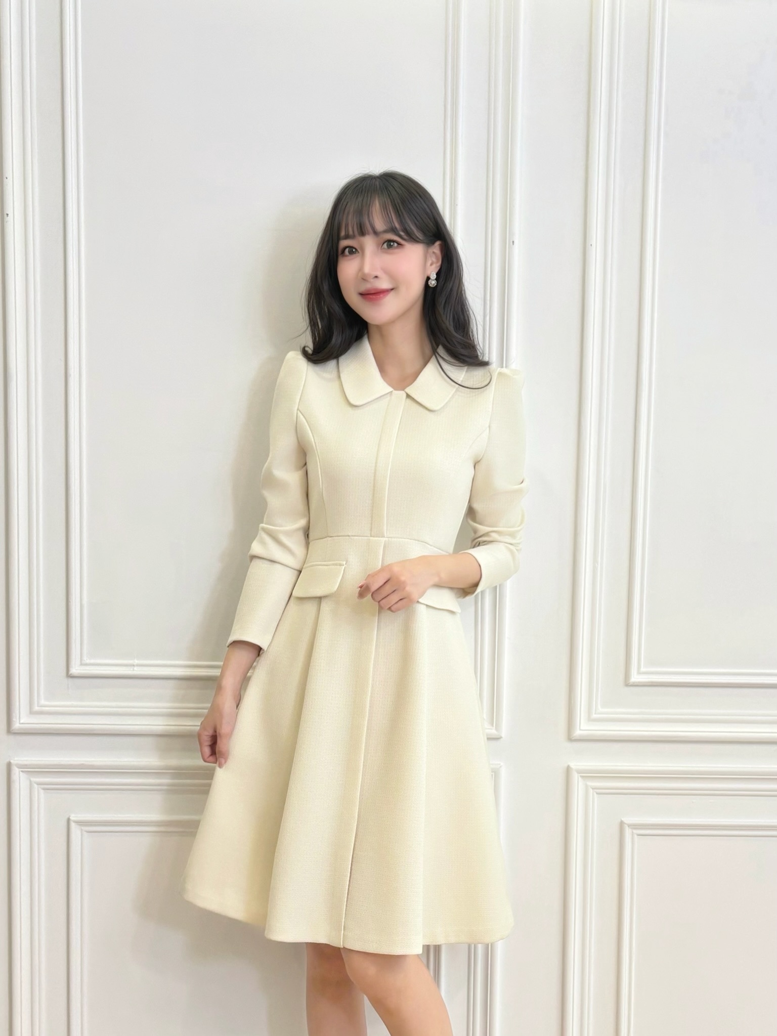 撞色領巾綁帶織紋傘洋