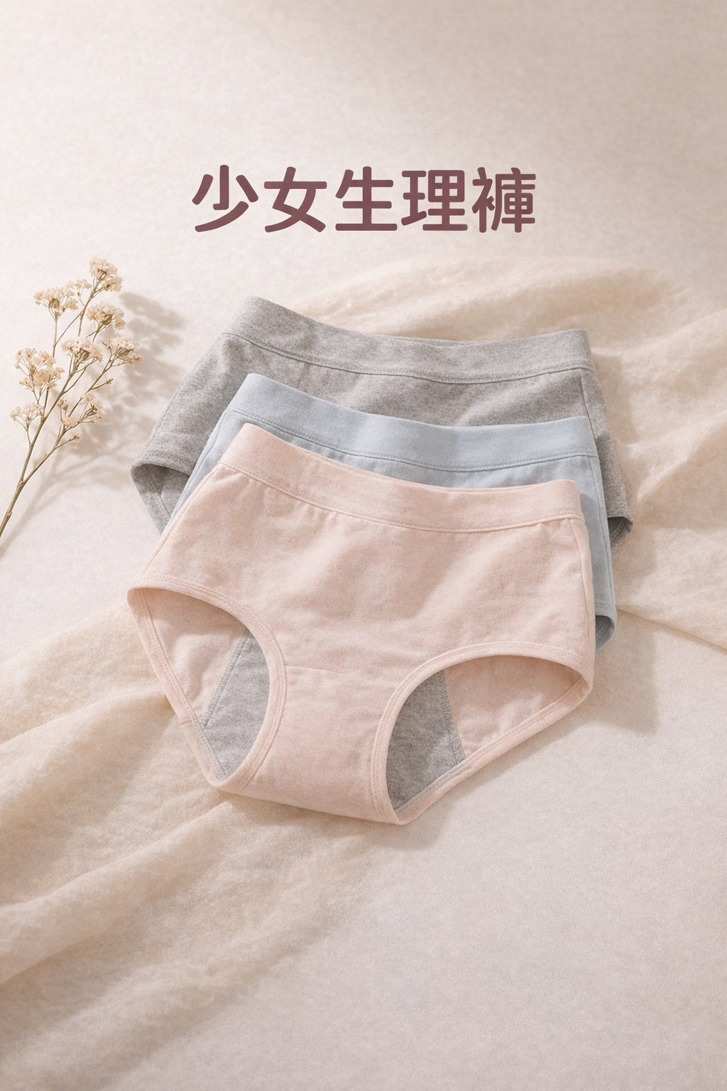 中腰少女生理內褲