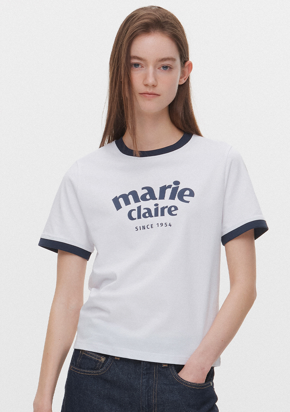 <韓國代購> MARIE CLAIRE LOGO RINGER SHORT SLEEVE TEE