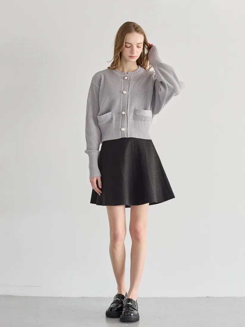 溫柔女子織紋感A字傘擺短裙-S-M / 2色 (Elegant & Love)