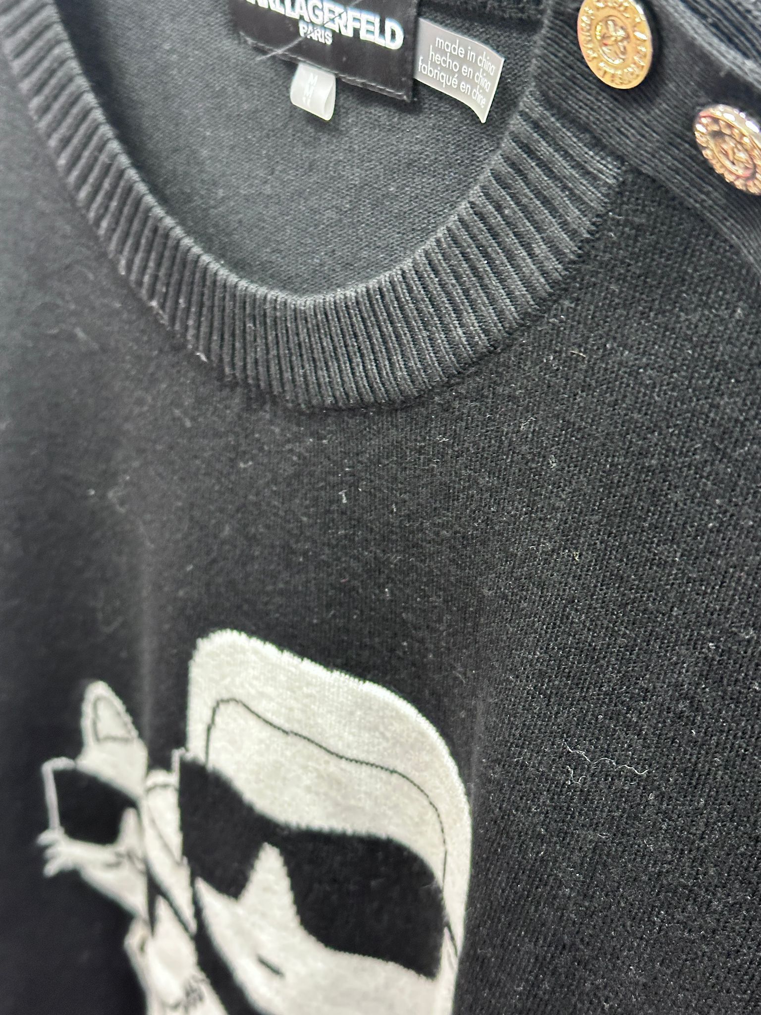 RT38 KL 老佛爺貓貓 黑色短袖針織衫 Short Sleeve Duo Sweater