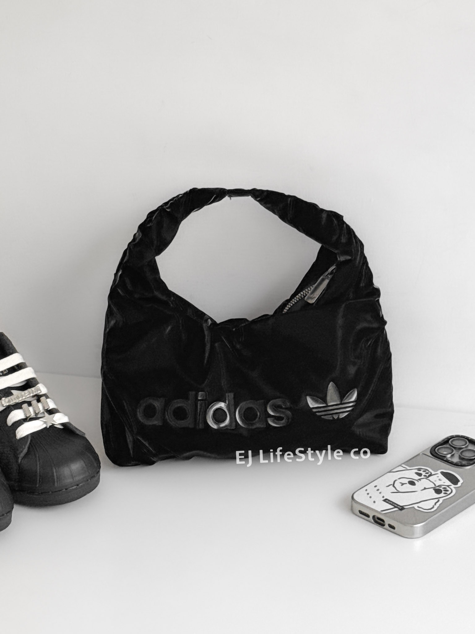 ADIDAS ORIGINALS 絲綢黑雲朵 腋下包 單肩包 手提包 黑色 HK0154 / 現貨