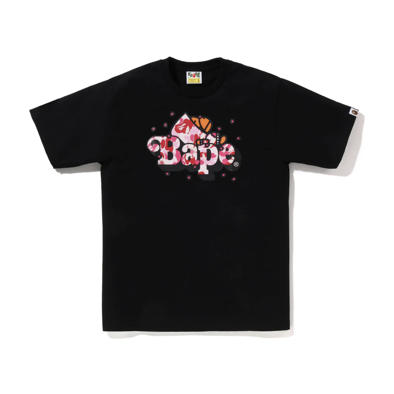 A BATHING APE ABC SAKURA CAMO MILO ON BAPE TEE MILO躺LOGO 櫻花 短T 黑色/白色-2M20110005