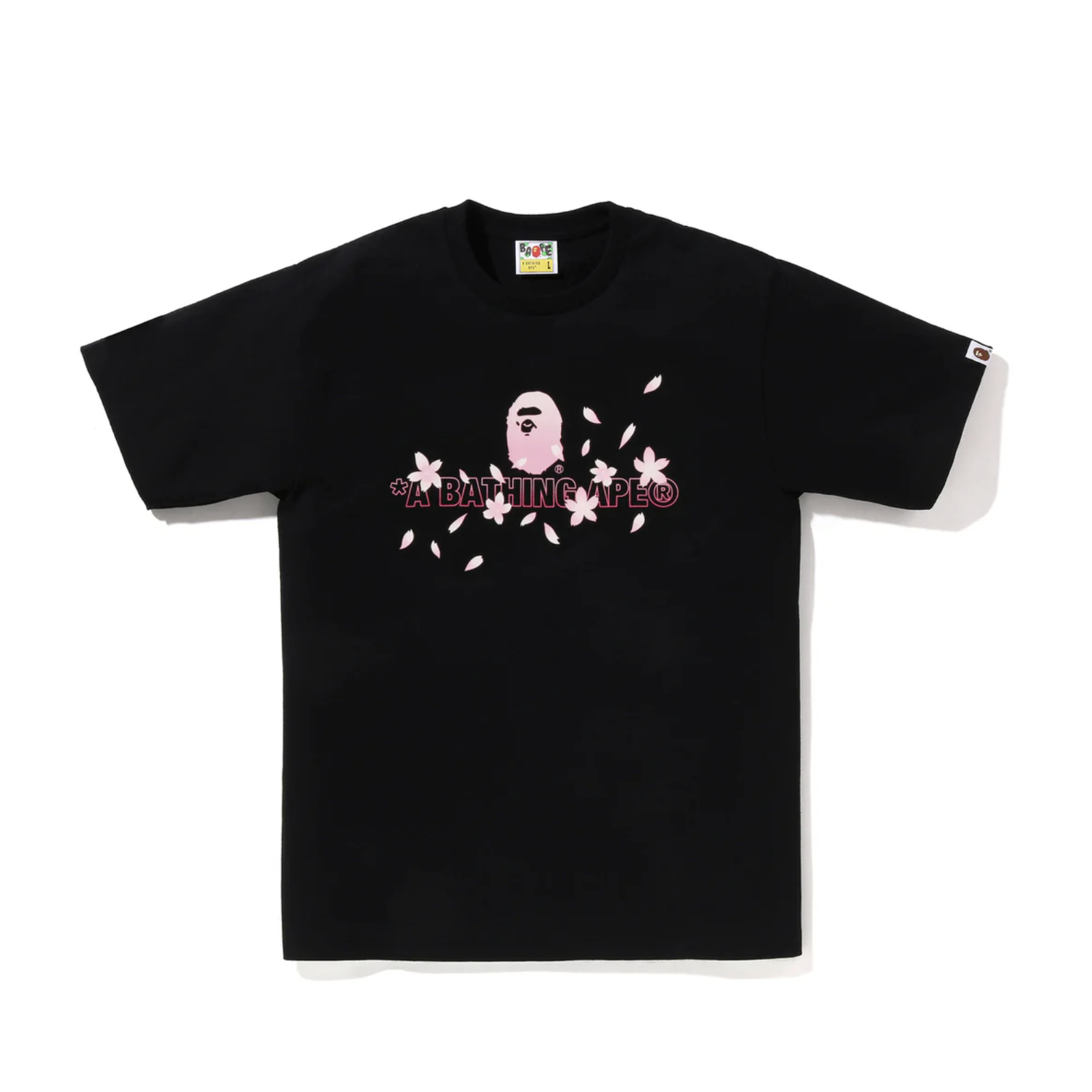 A BATHING APE SAKURA LOGO TEE 櫻花 漸層 猿人頭 短Ｔ 黑色/白色-1M20110012