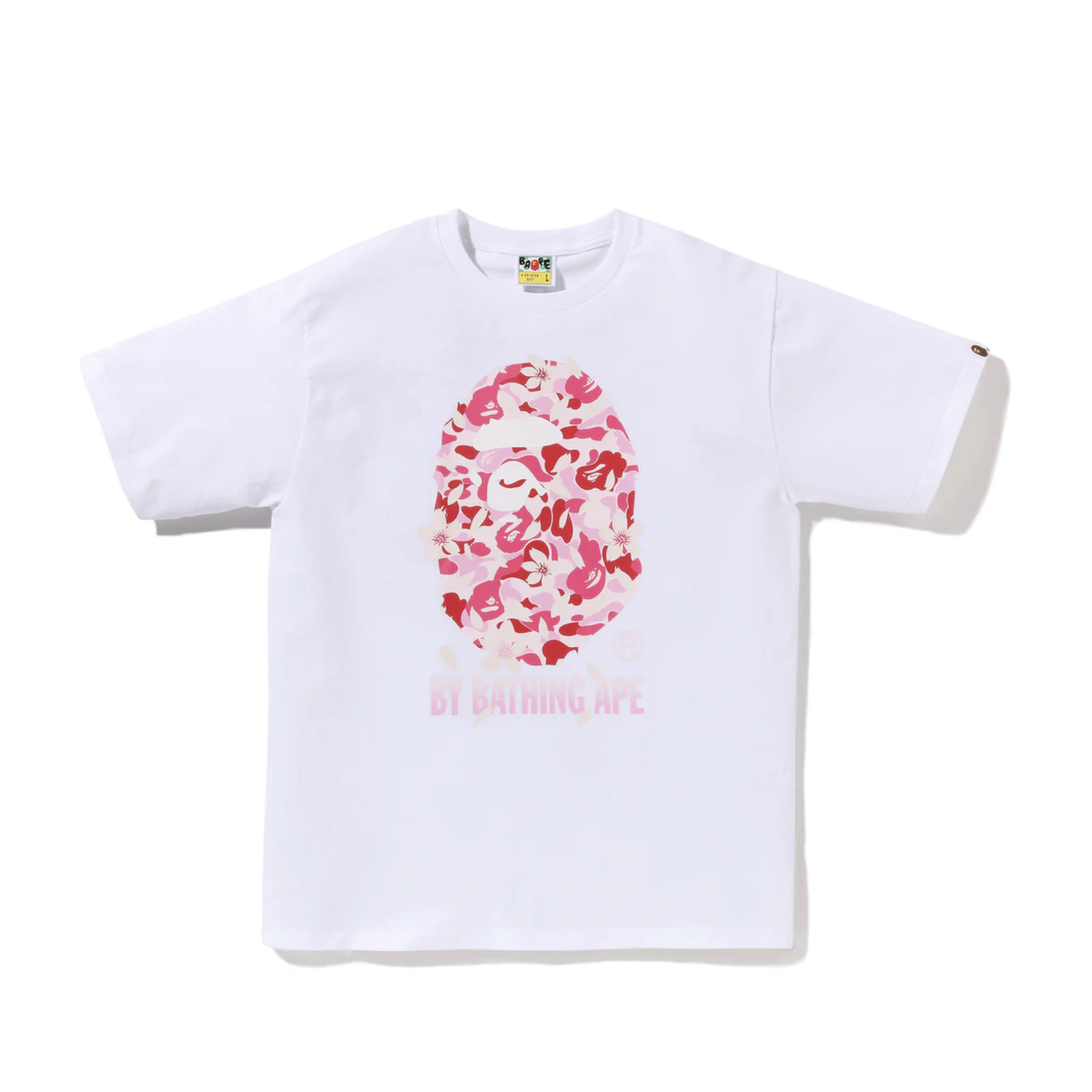 -(B3c01)-A BATHING APE ABC SAKURA CAMO TEE 滿版 櫻花 猿人頭 短Ｔ 黑色／白色 -1M20110013