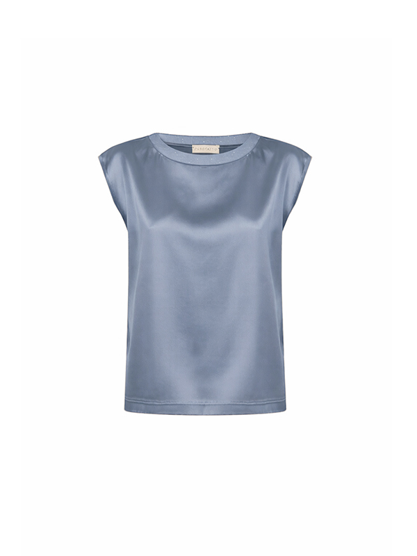 Purotatto 針織領絲背心(灰藍)