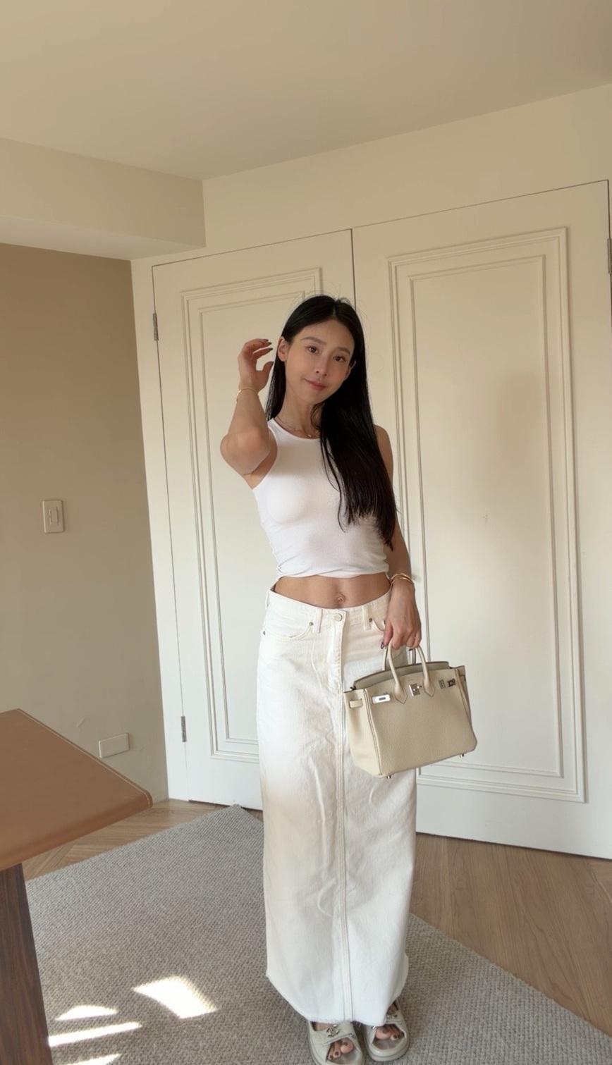 ｜韓國｜高腰A字牛仔長裙