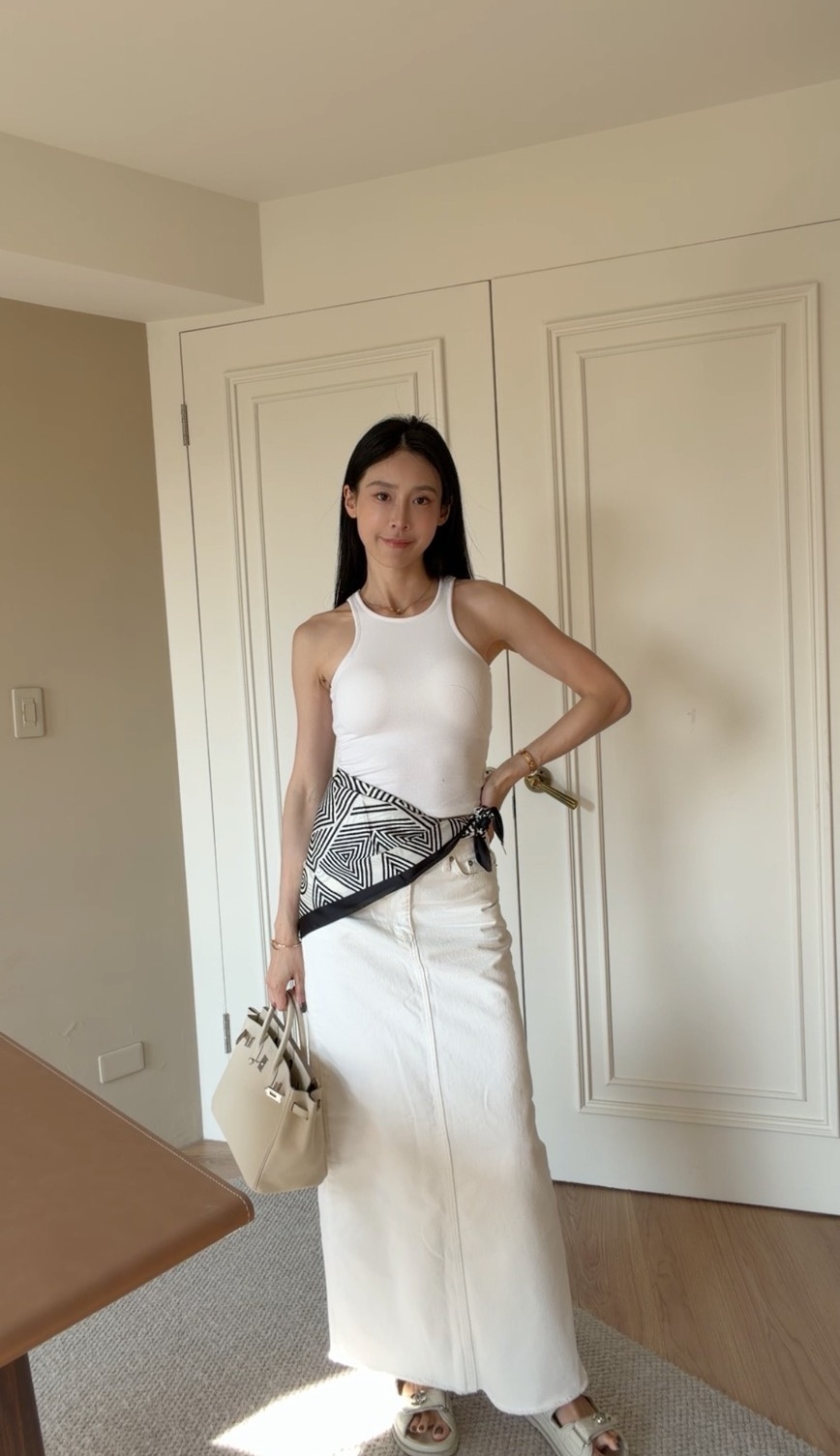 ｜韓國｜高腰A字牛仔長裙
