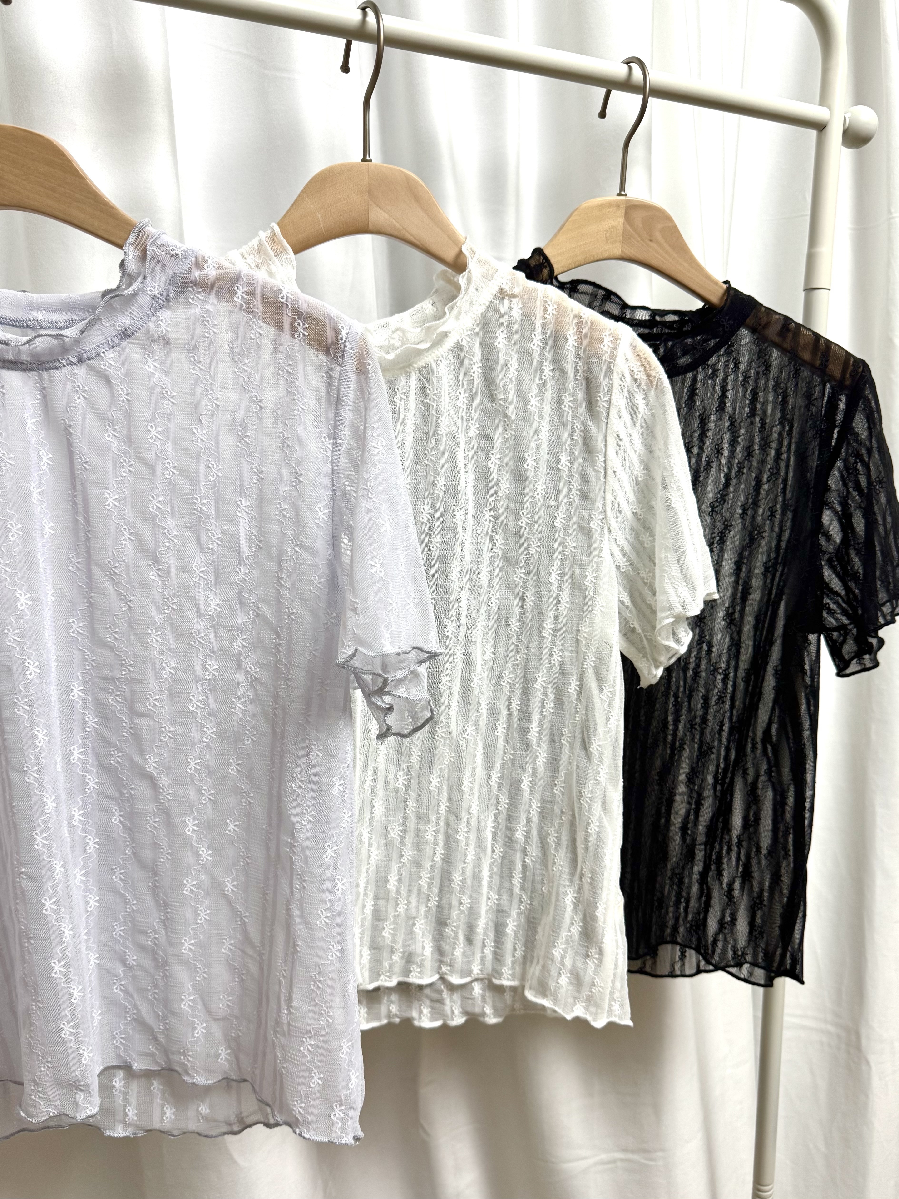 蝴蝶結透身雙層領Top