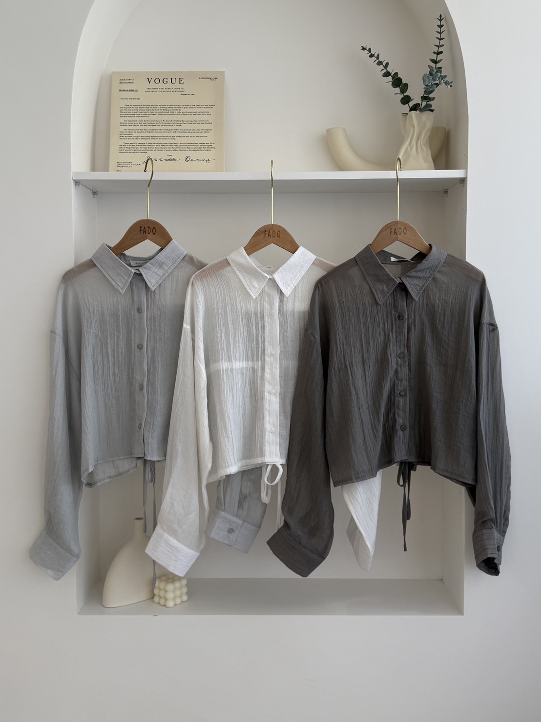 法朵Fado shop｜後綁結水波紋襯衫 3725004 三色