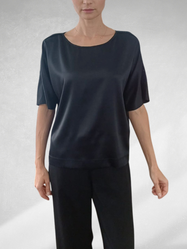 Purotatto 圓領絲上衣(黑)