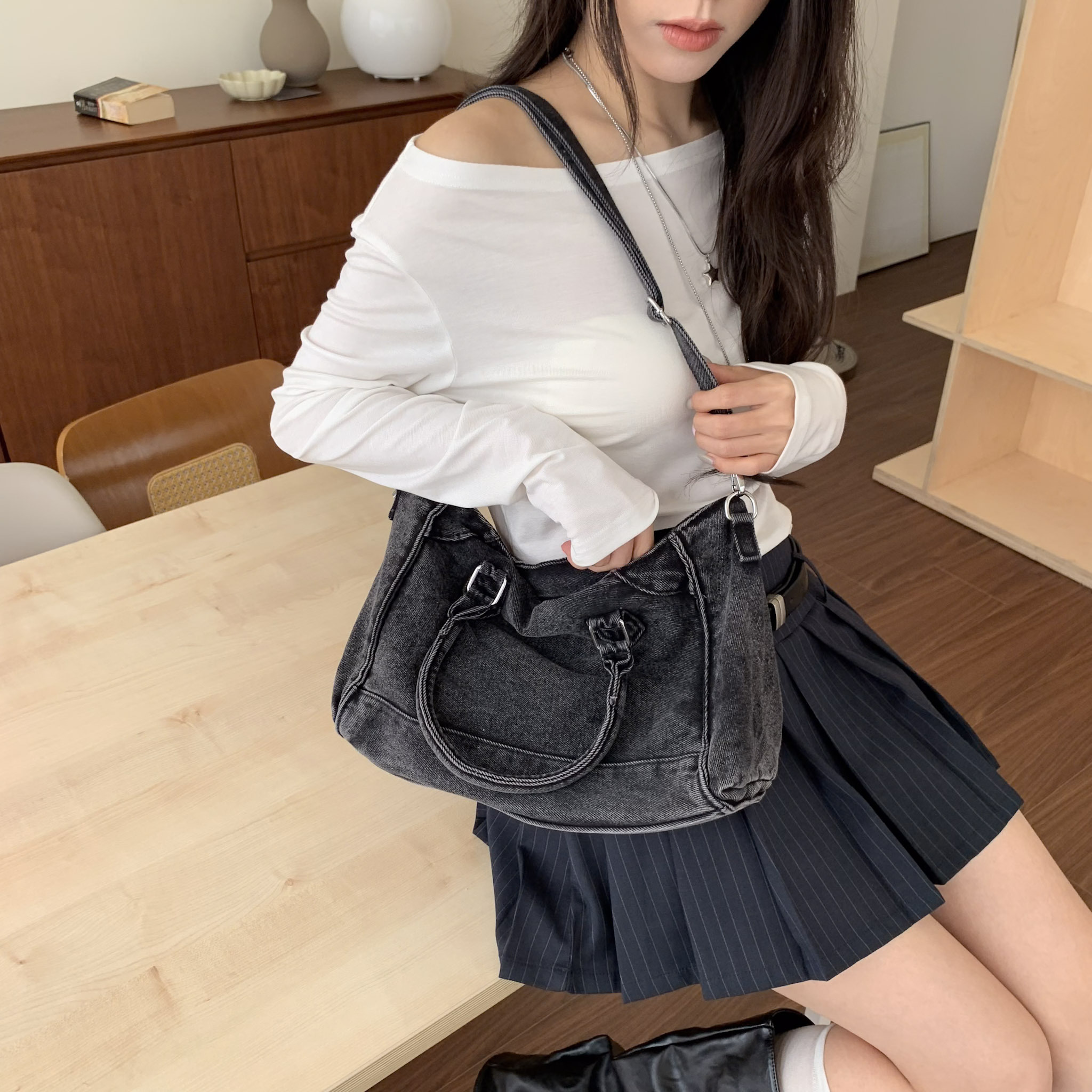 ISA_attitude背身上! 做舊水洗牛仔機車包_63002