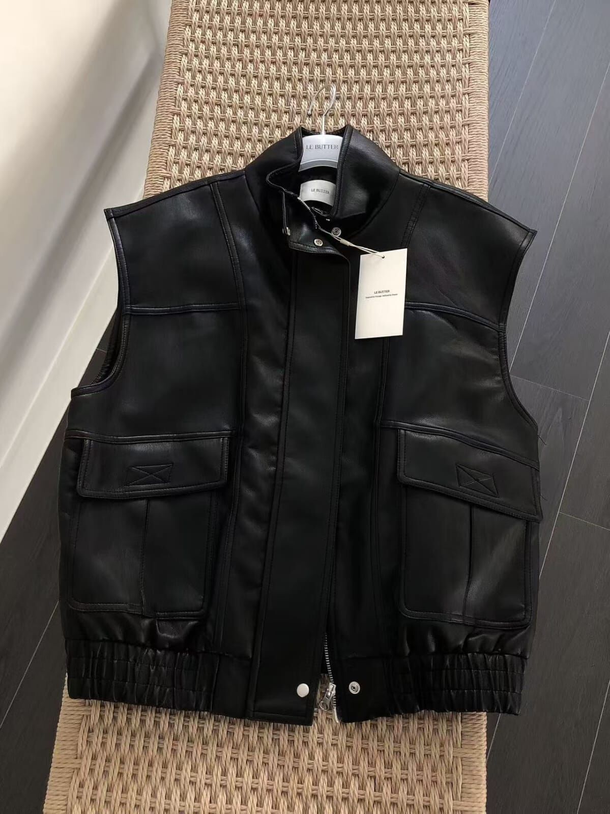 LB6015 立領仿皮背心外套