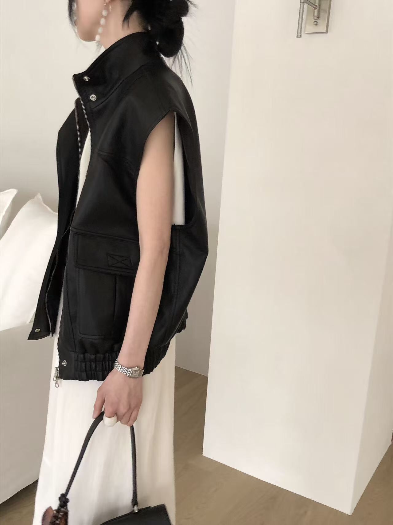 LB6015 立領仿皮背心外套