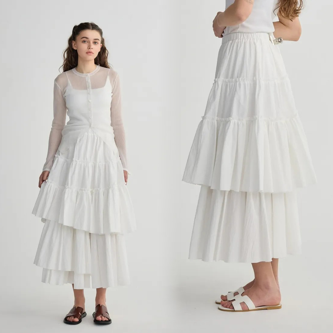 浪漫氣息鬆緊腰多層次傘擺蛋糕裙-F / 3色 (Elegant & Love)