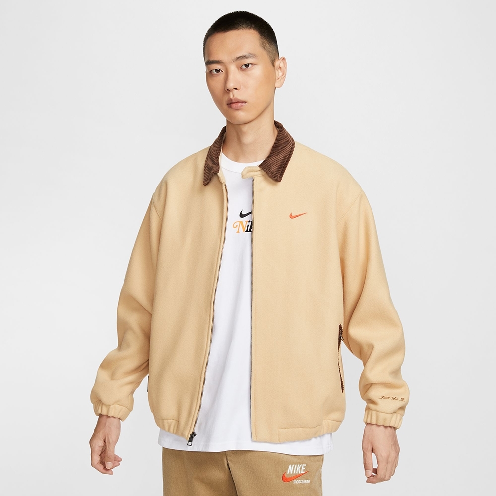 NIKE 外套 TWILL PREM JKT GCE 卡其色 羊毛 夾克 立領外套 男 HQ4744-233