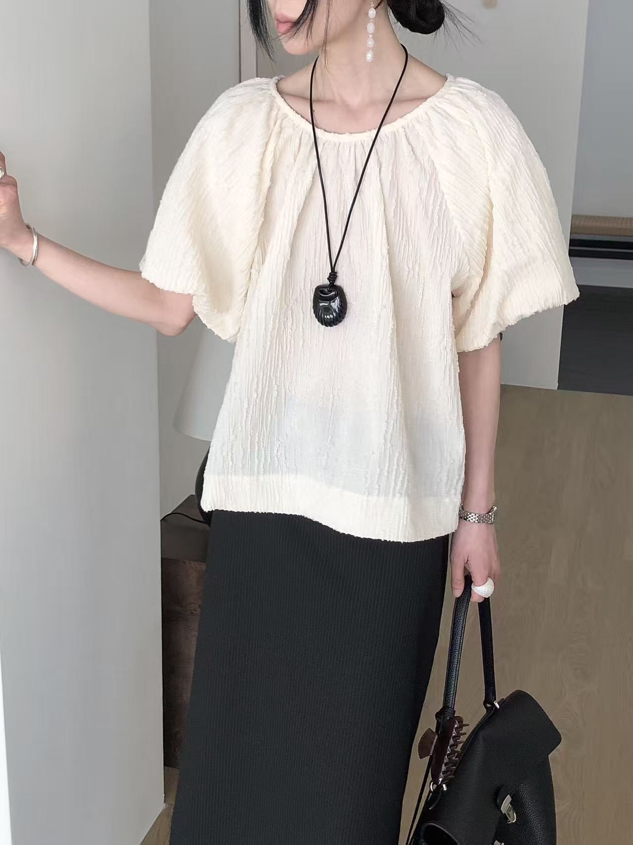 LB6018 樹紋泡泡上衣