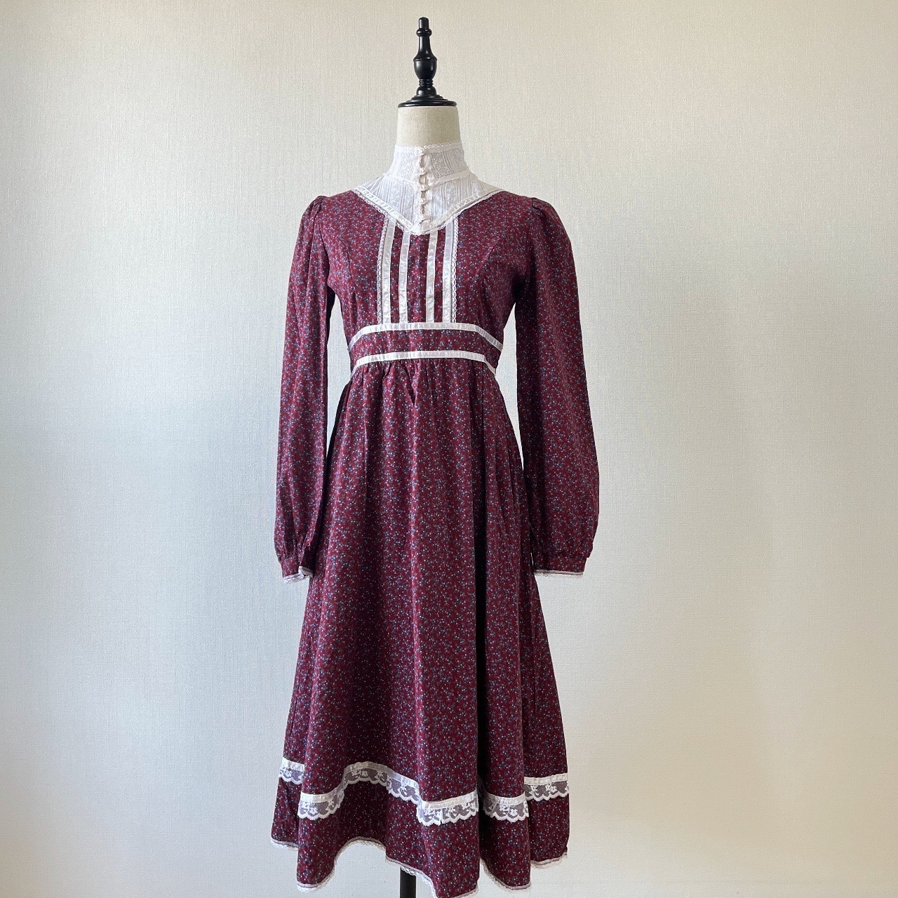 Gunne Sax 70s紅色碎花連身裙