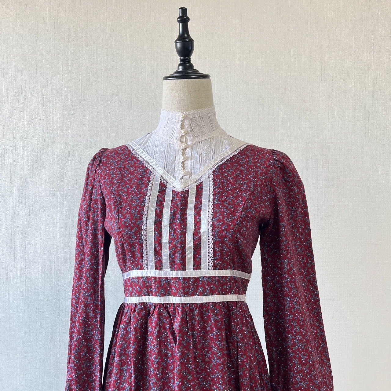 Gunne Sax 70s紅色碎花連身裙