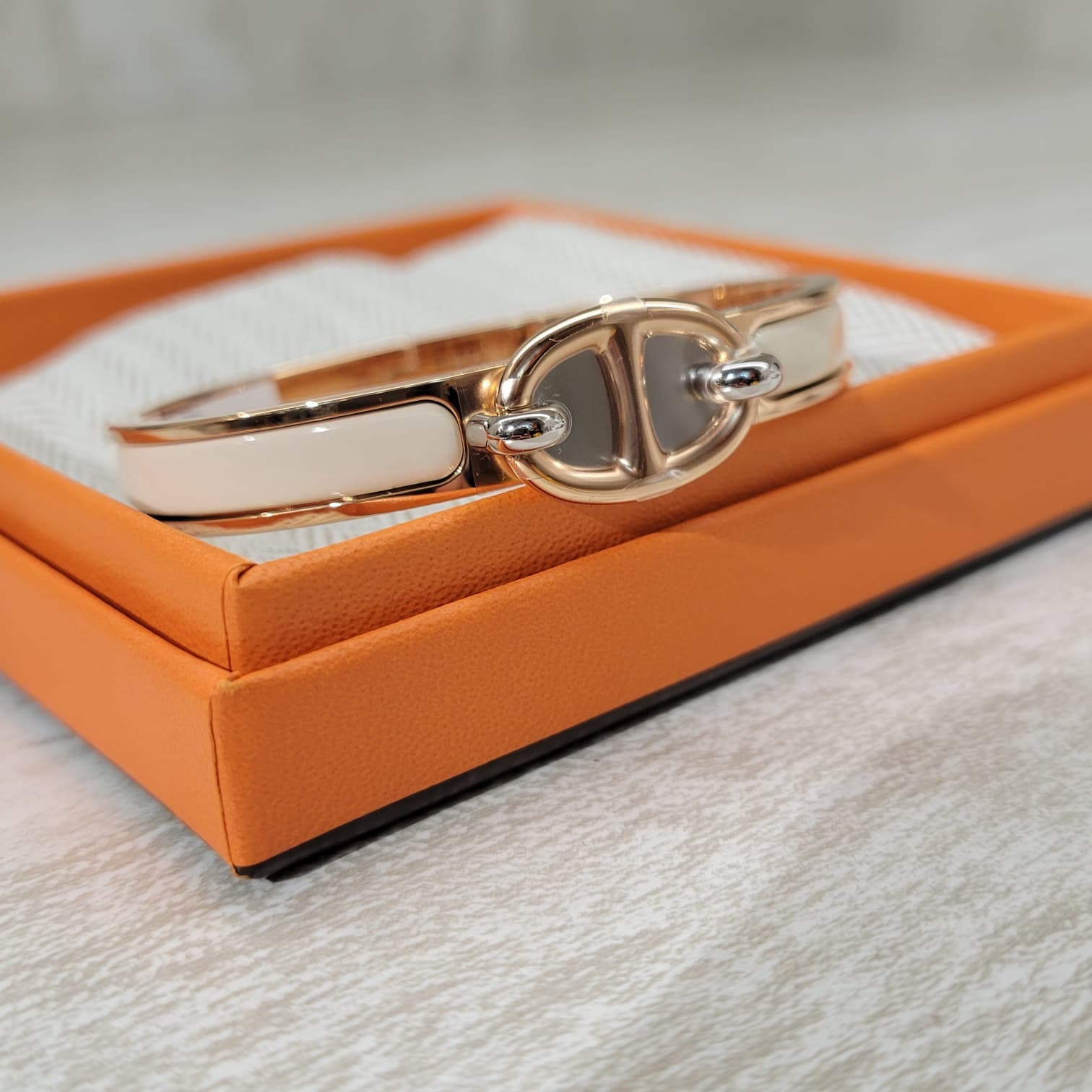 Hermes mini Clic bracelet CDA crème fo 奶白/玫瑰金