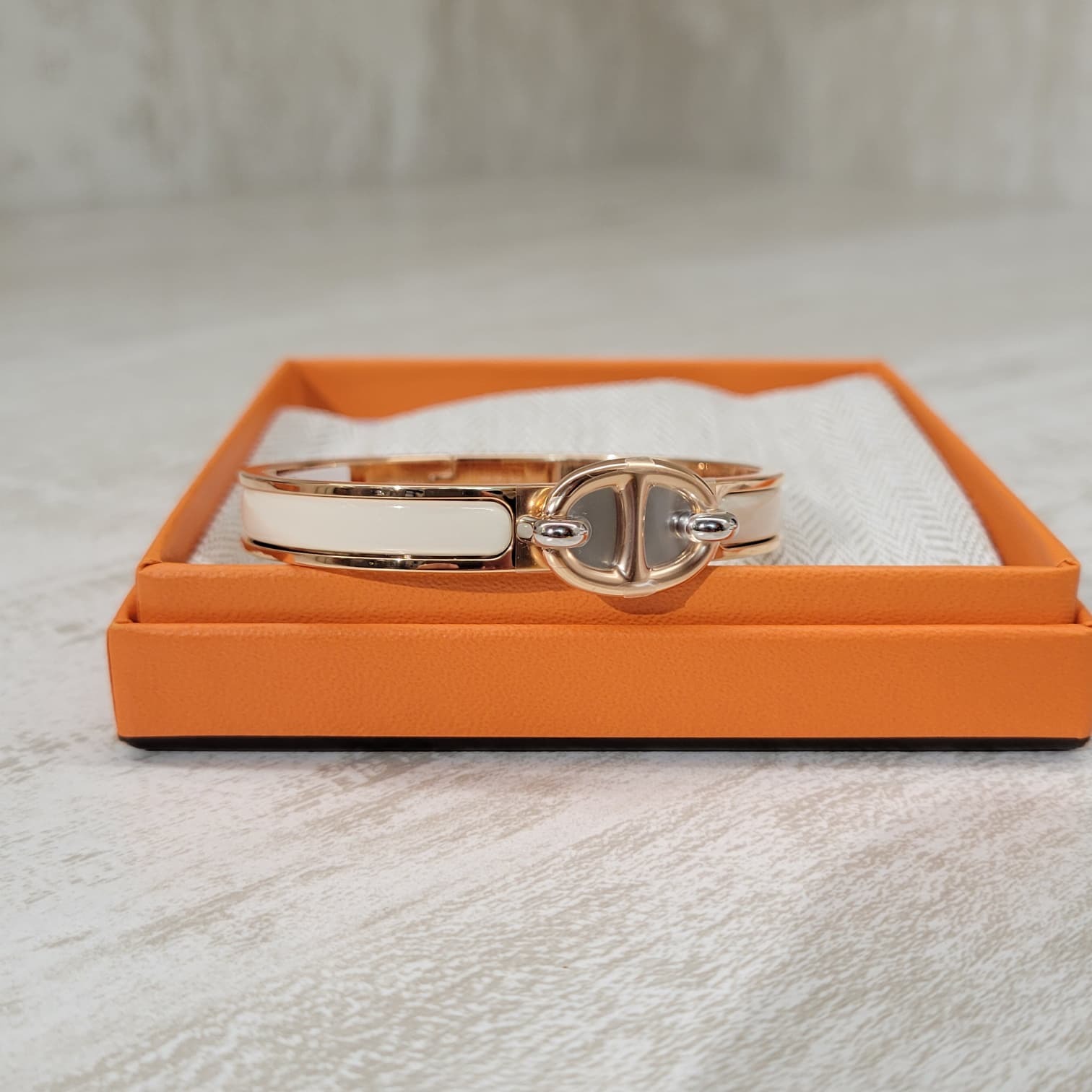 Hermes mini Clic bracelet CDA crème fo 奶白/玫瑰金