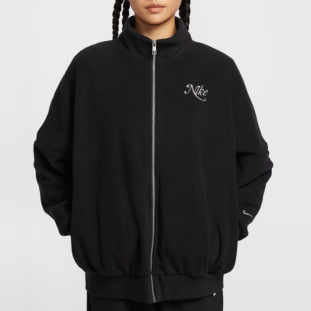 NIKE 外套 NSW NSP TRK JKT 黑 搖粒絨 刺繡 立領外套 女 HQ7977-010