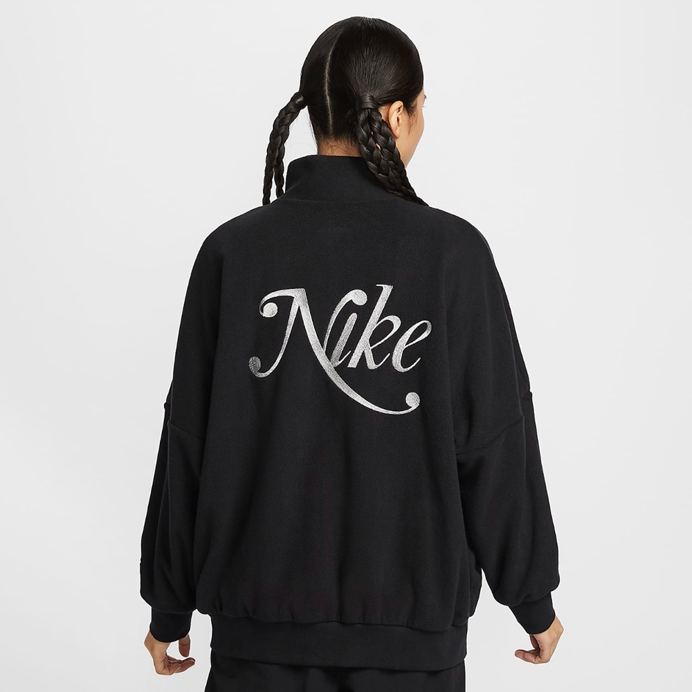 NIKE 外套 NSW NSP TRK JKT 黑 搖粒絨 刺繡 立領外套 女 HQ7977-010