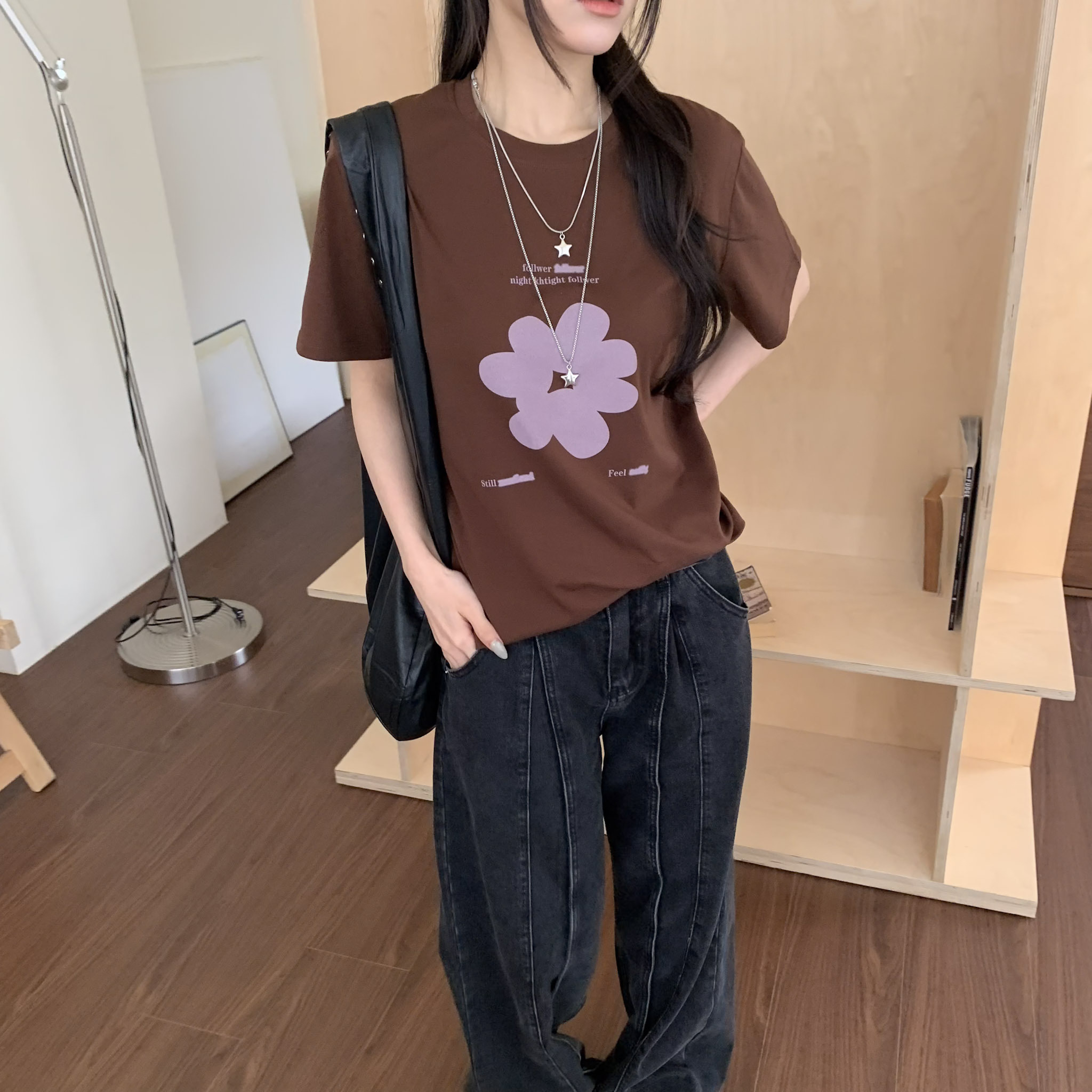 ISA_Colorfloral 一朵小花的可愛寬鬆短tee_63035