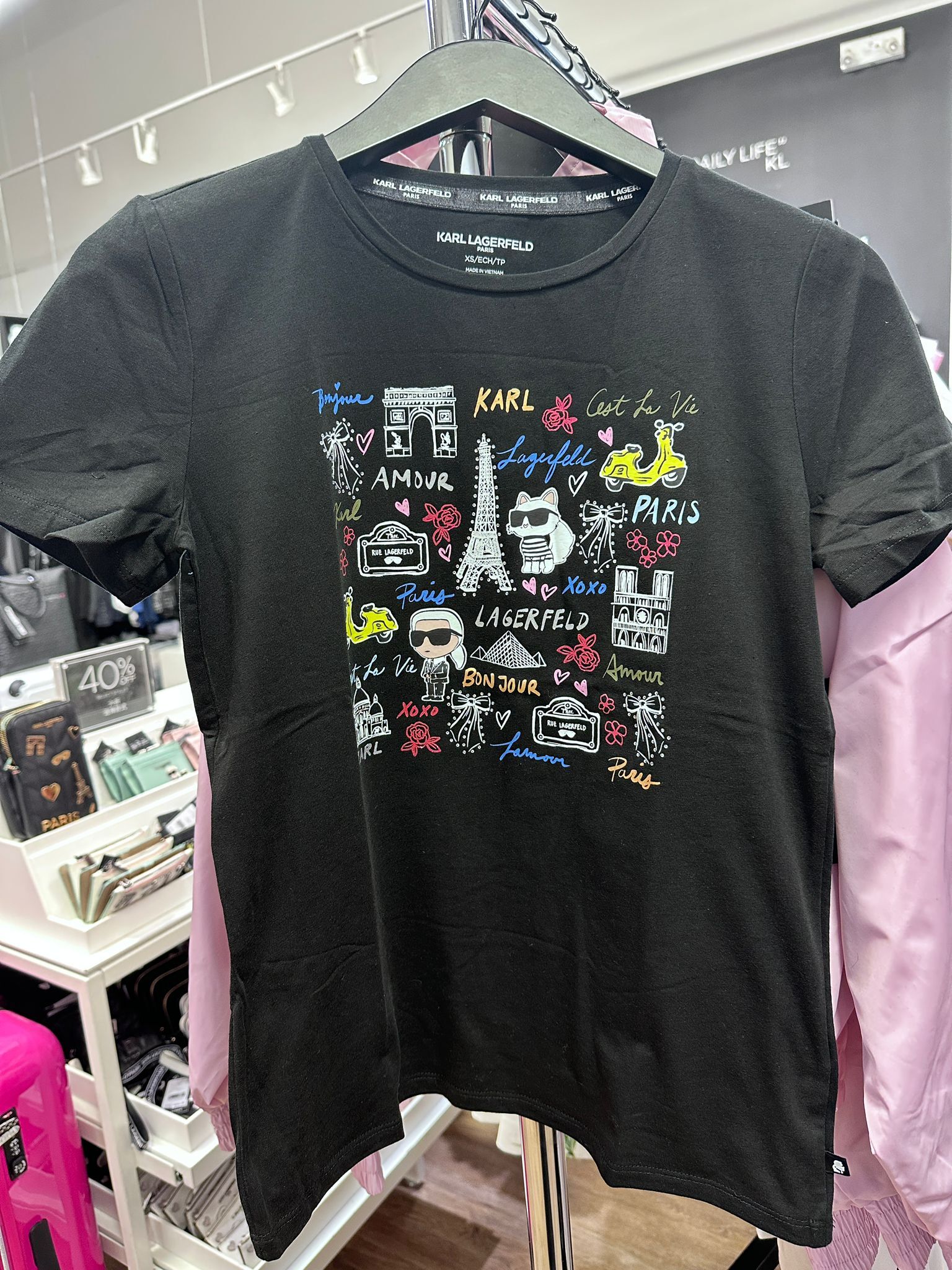 RT50 KL 巴黎景點插畫 黑色短袖衫 Whimsy Tee