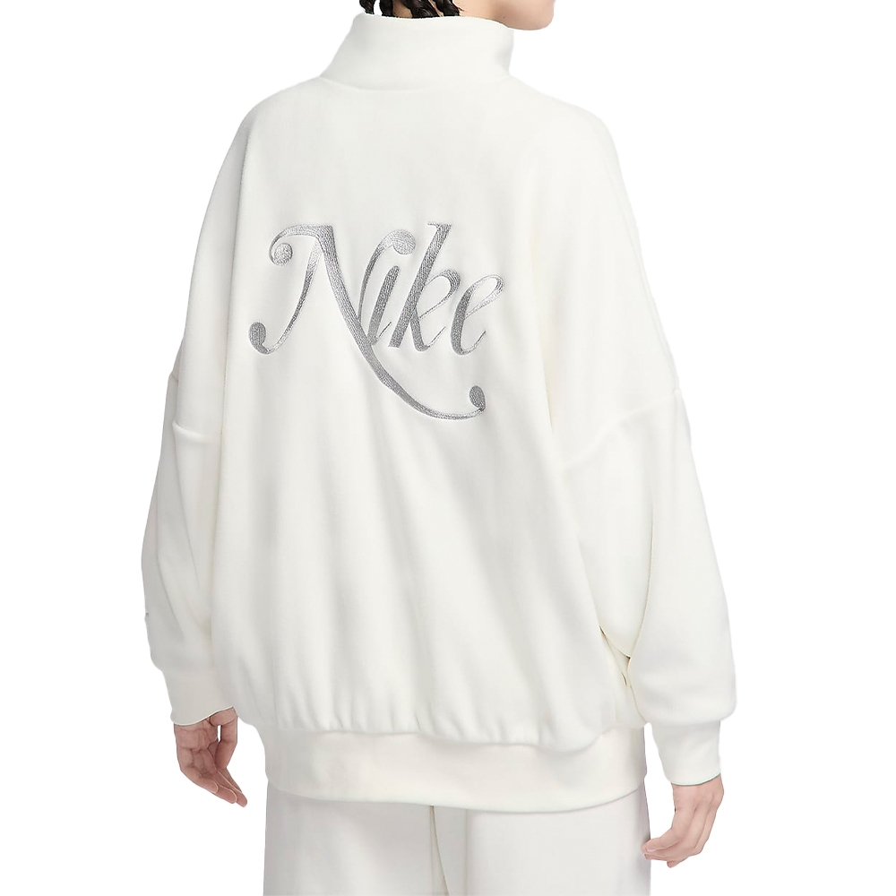NIKE 外套 NSW NSP TRK JKT 米白 搖粒絨 刺繡 立領外套 女 HQ7977-133