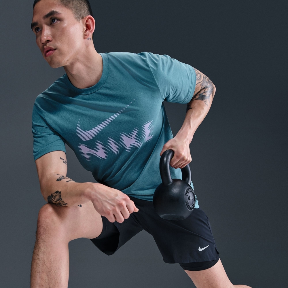 NIKE 短T DF UV HYVERSE GFX SS 灰藍綠 運動 短袖 男 HQ7988-006