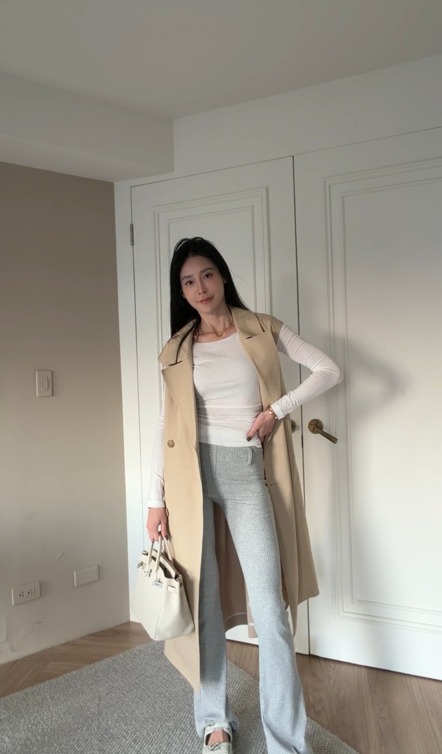 ｜韓國｜顯腿長細坑條喇叭褲