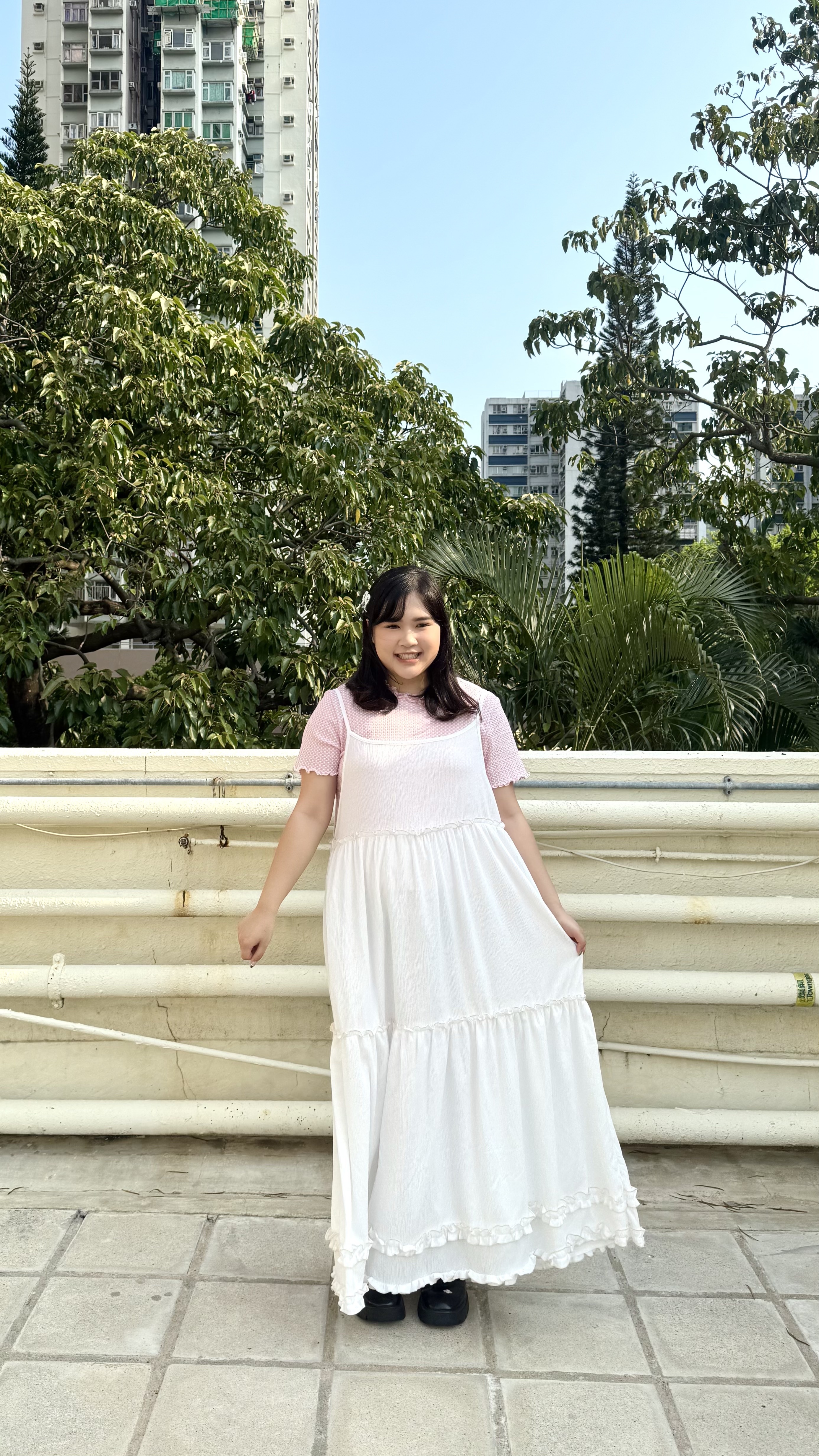 樹紋拼色花邊吊帶OPS