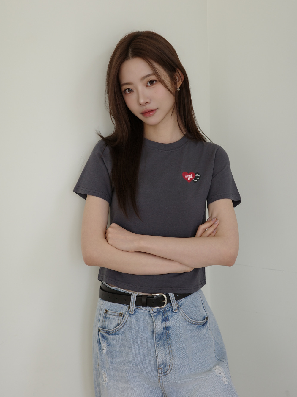 【29.3截單！限時優惠預訂】韓國MUAH MUAH LOVE LOVE MUAH CROP HALF T-SHiRT（3色）