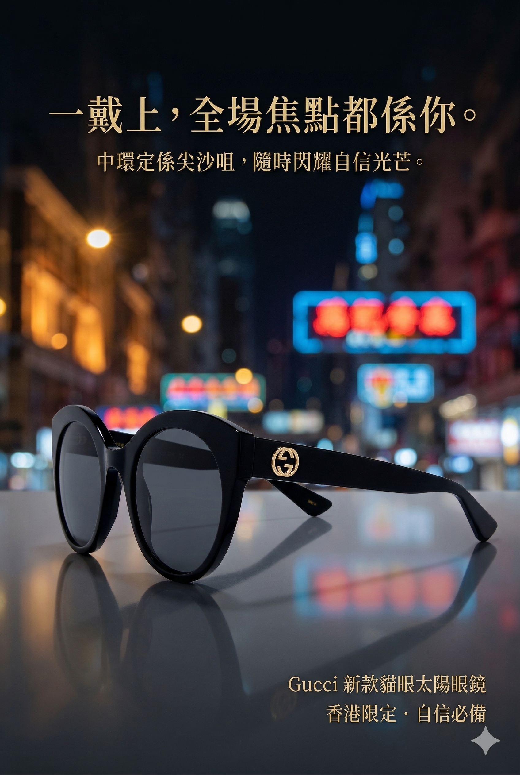 【預購】H032614 Gucci  貓眼太陽眼鏡
