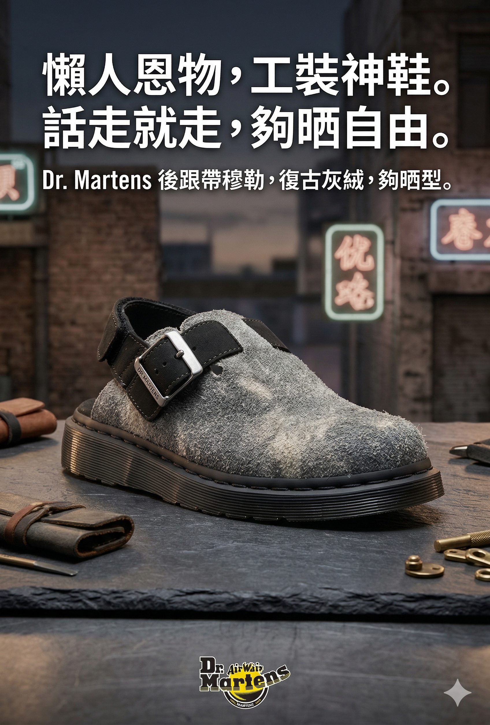 【預購】H032615 Dr. Martens 通用款  後跟帶穆勒半拖鞋
