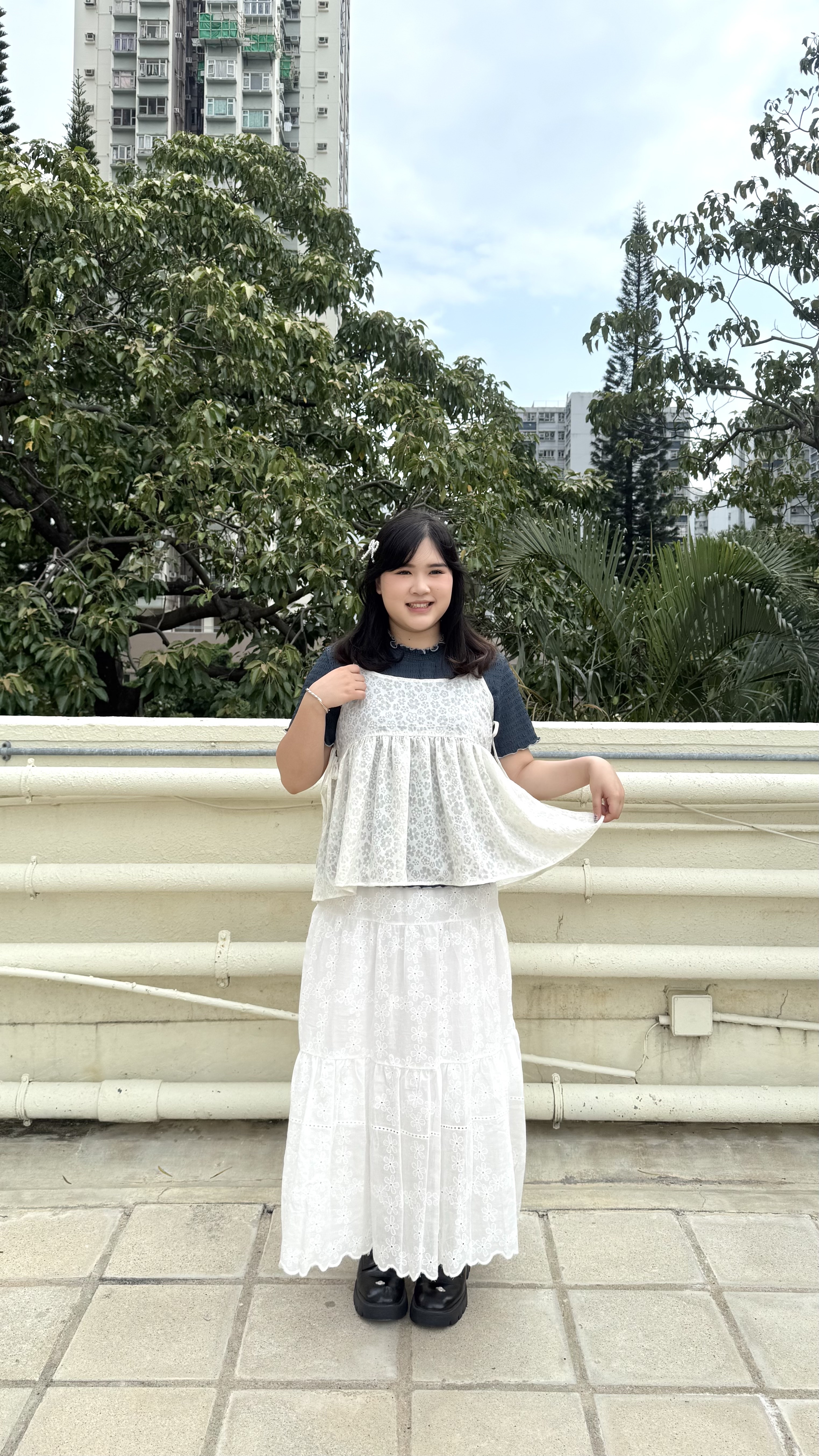 小花通花薄身半身裙