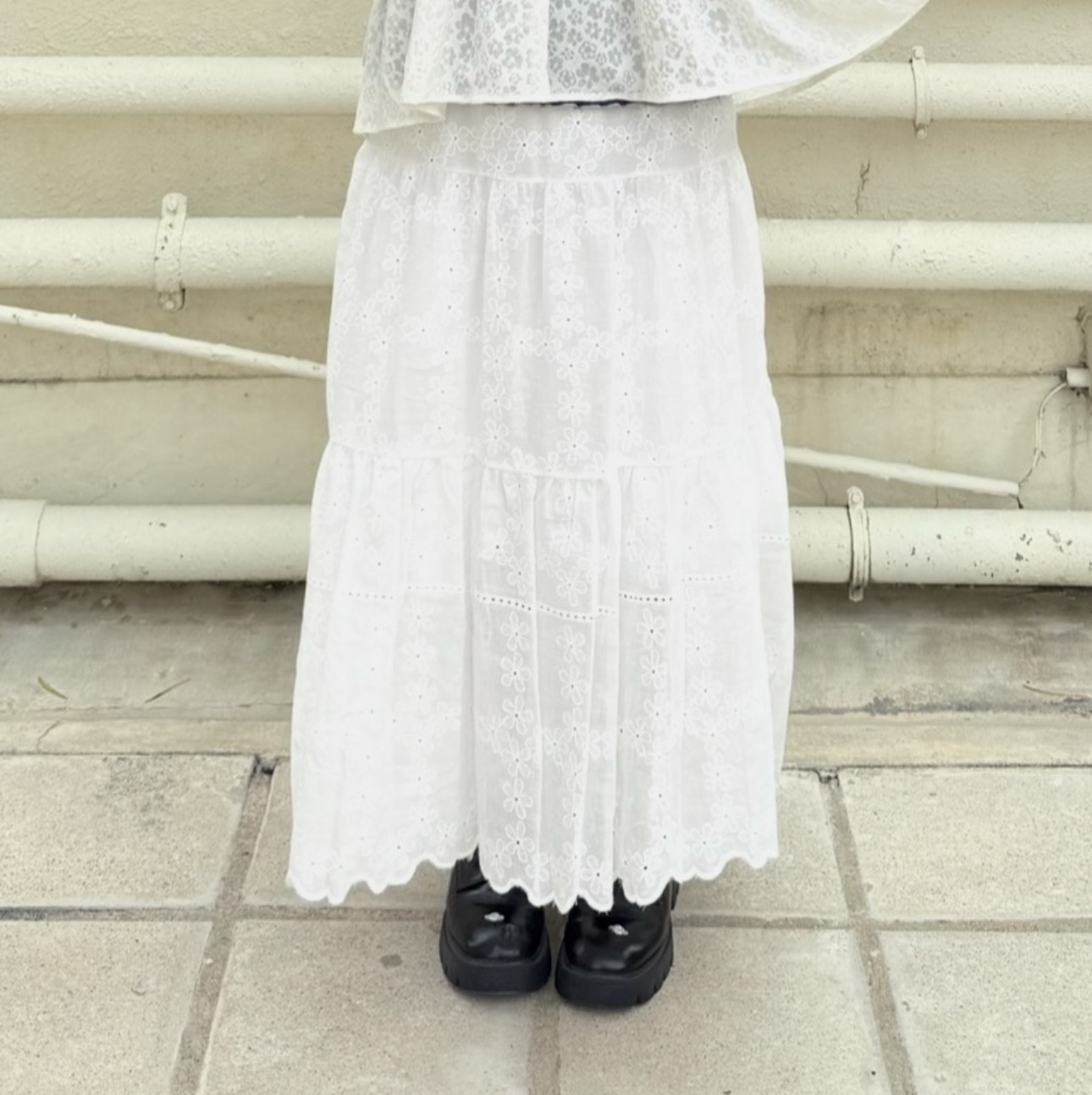 小花通花薄身半身裙