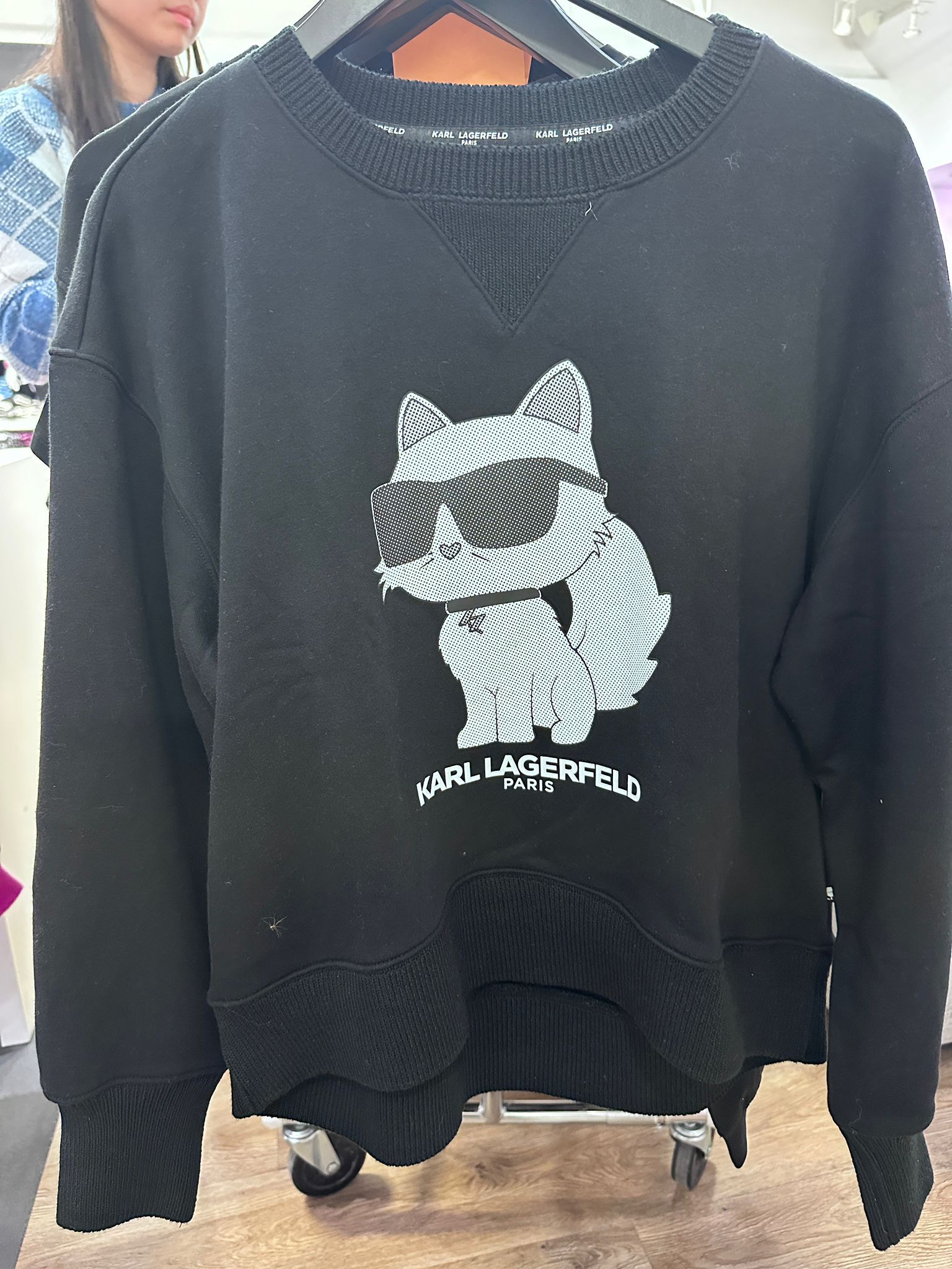RT58 KL 貓貓 黑色薄長袖衛衣 Choupette Crewneck Sweatshirt