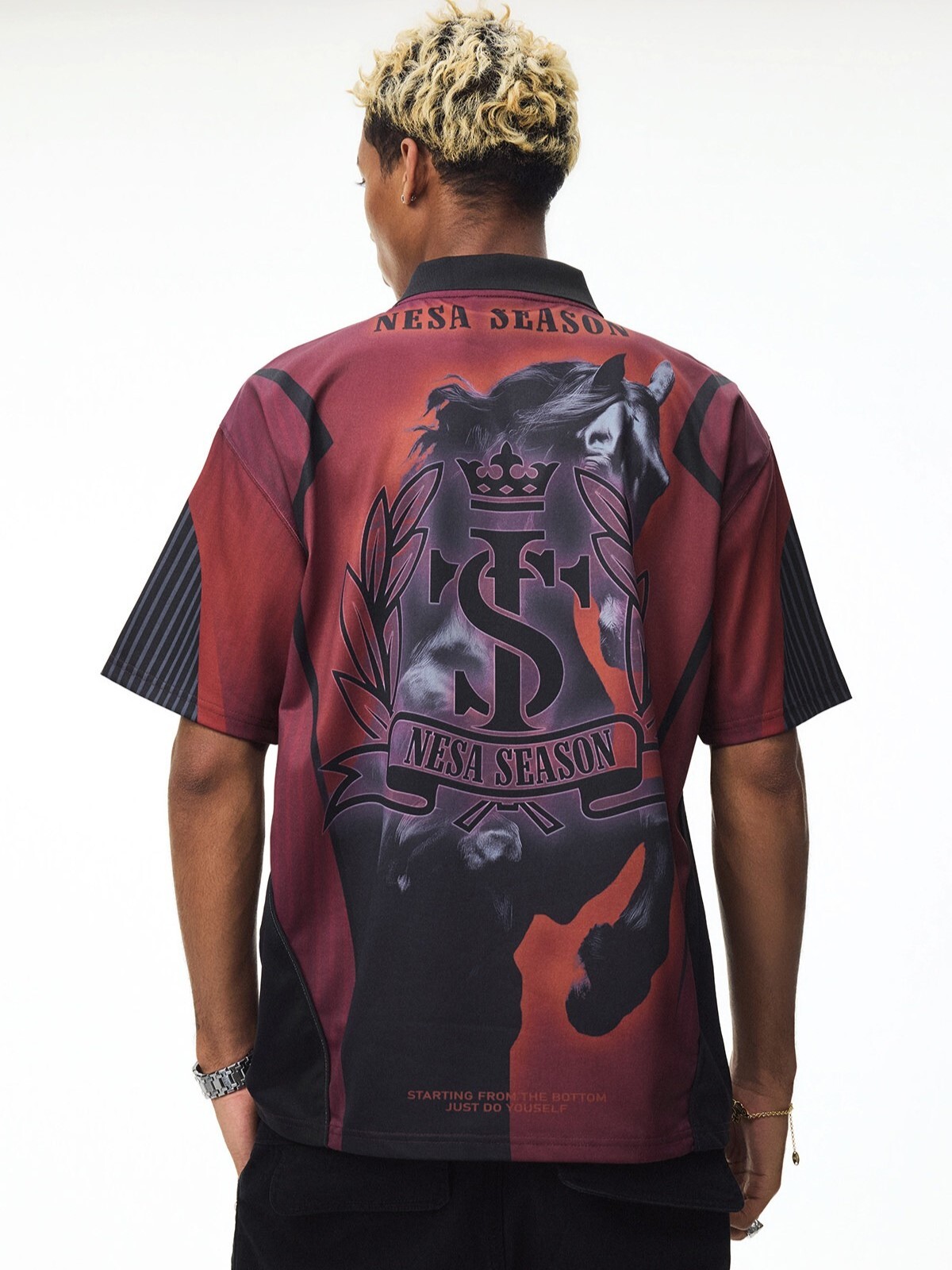 STK SmallTownKid 復古搖滾風 汗血馬球衣 短袖T