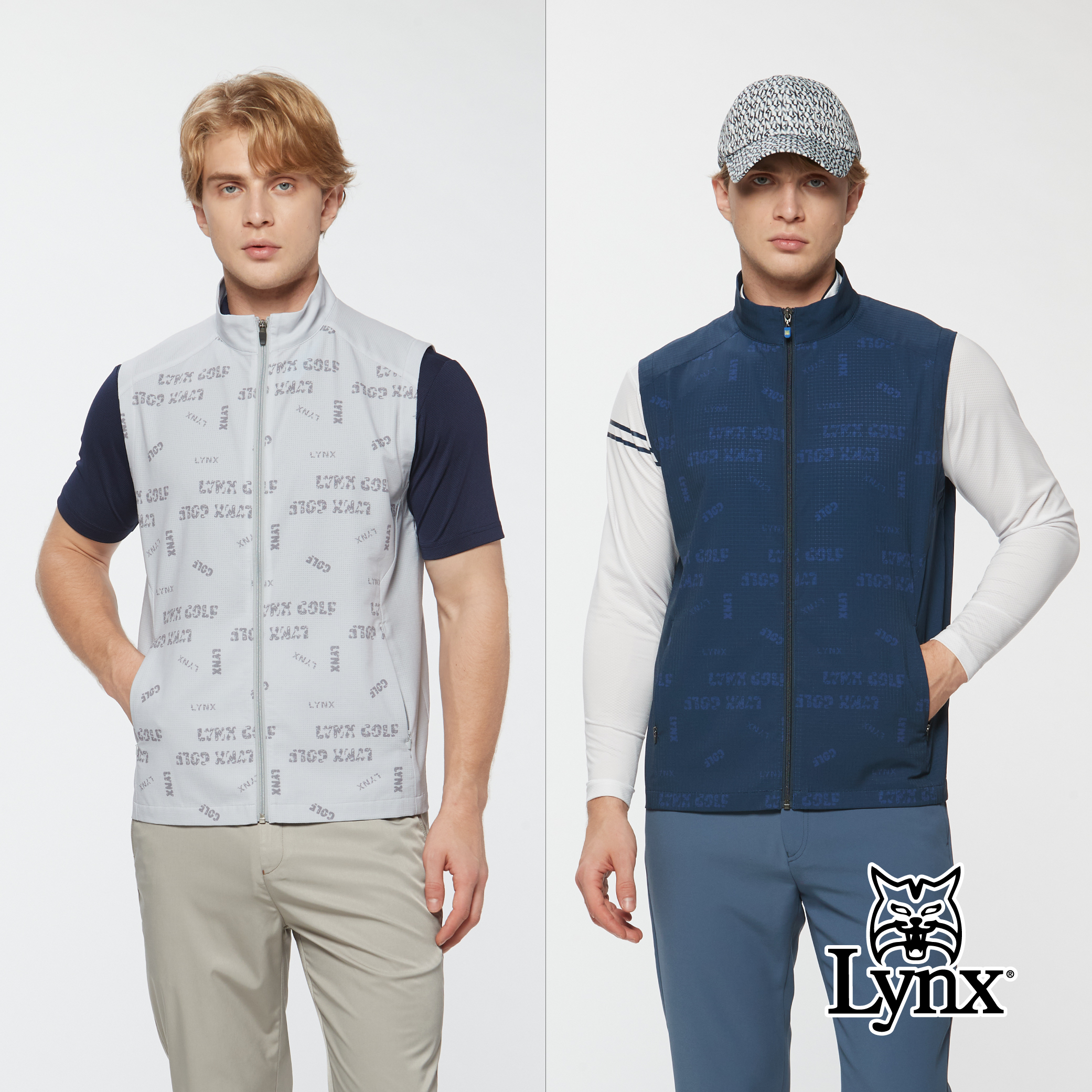 男款四面彈性吸濕排汗環保紗線塗鴉感印花立領背心