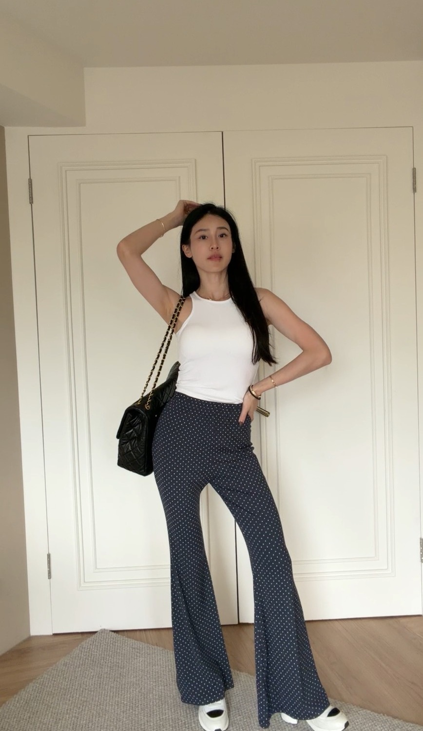 ｜韓國｜復古點點喇叭褲